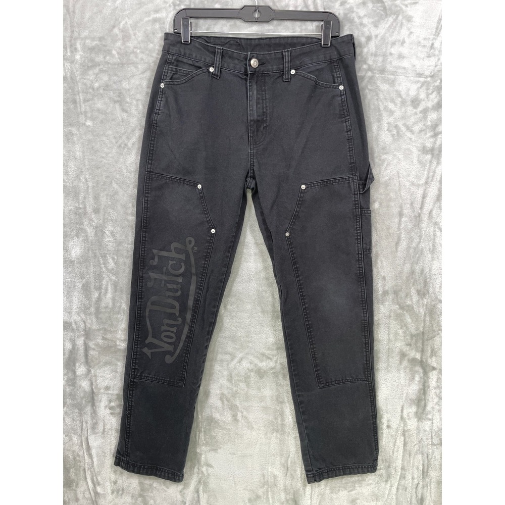 Von Dutch Pants Mens 30x32 Black Carpenter Jeans Workwear Logo Streetwear Y2K